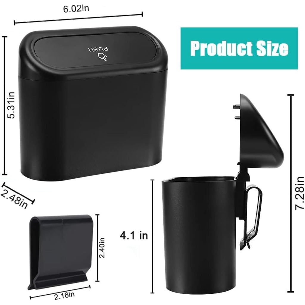 Car Trash Bin with Lid Hanging Back Clip Mini Garbage Container for Car Interior