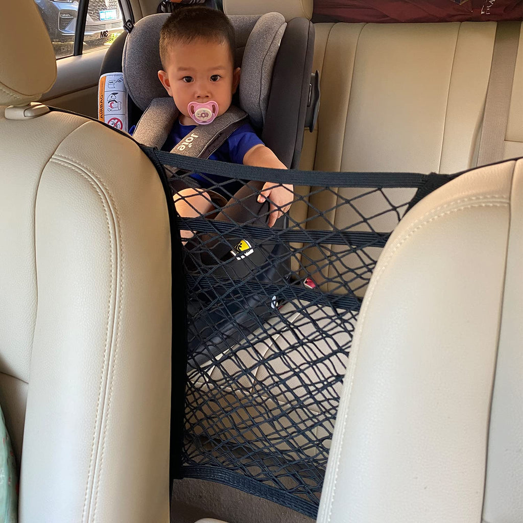 3-Layer Car Mesh Organizer, Seat Back Net Bag, Barrier of Backseat Pet Kids, Cargo Tissue Purse Hold (NC-49)