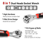 8 in 1 Socket Wrench Multi-function Wrench Tool with 360° Rotating