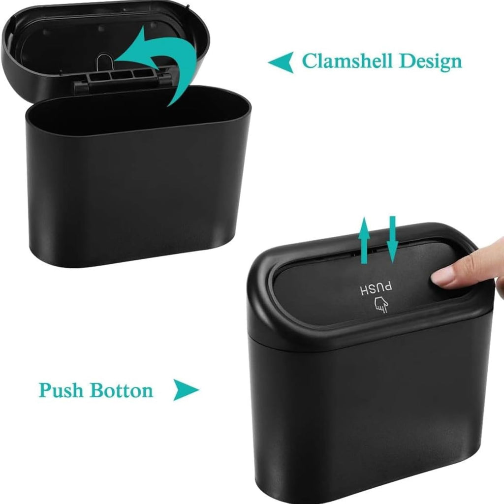Car Trash Bin with Lid Hanging Back Clip Mini Garbage Container for Car Interior