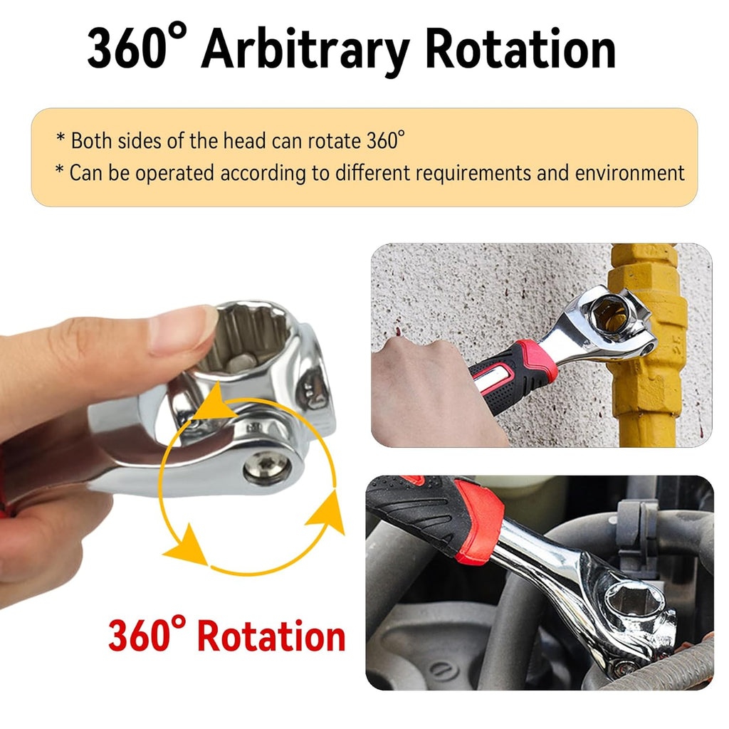 8 in 1 Socket Wrench Multi-function Wrench Tool with 360° Rotating