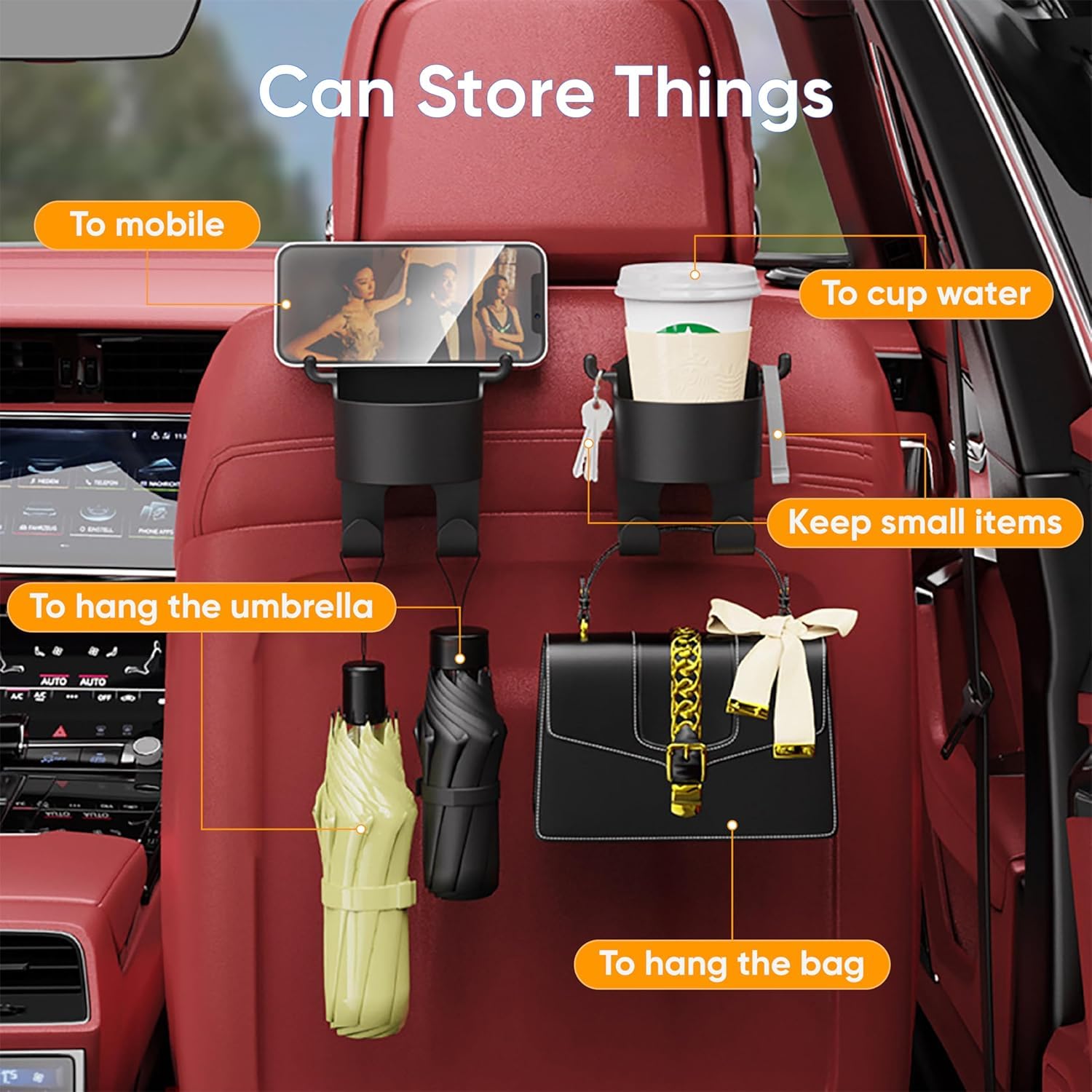Car Seat CUP Holder & Phone Hook Organizer-(pack of 2) (NC-44)