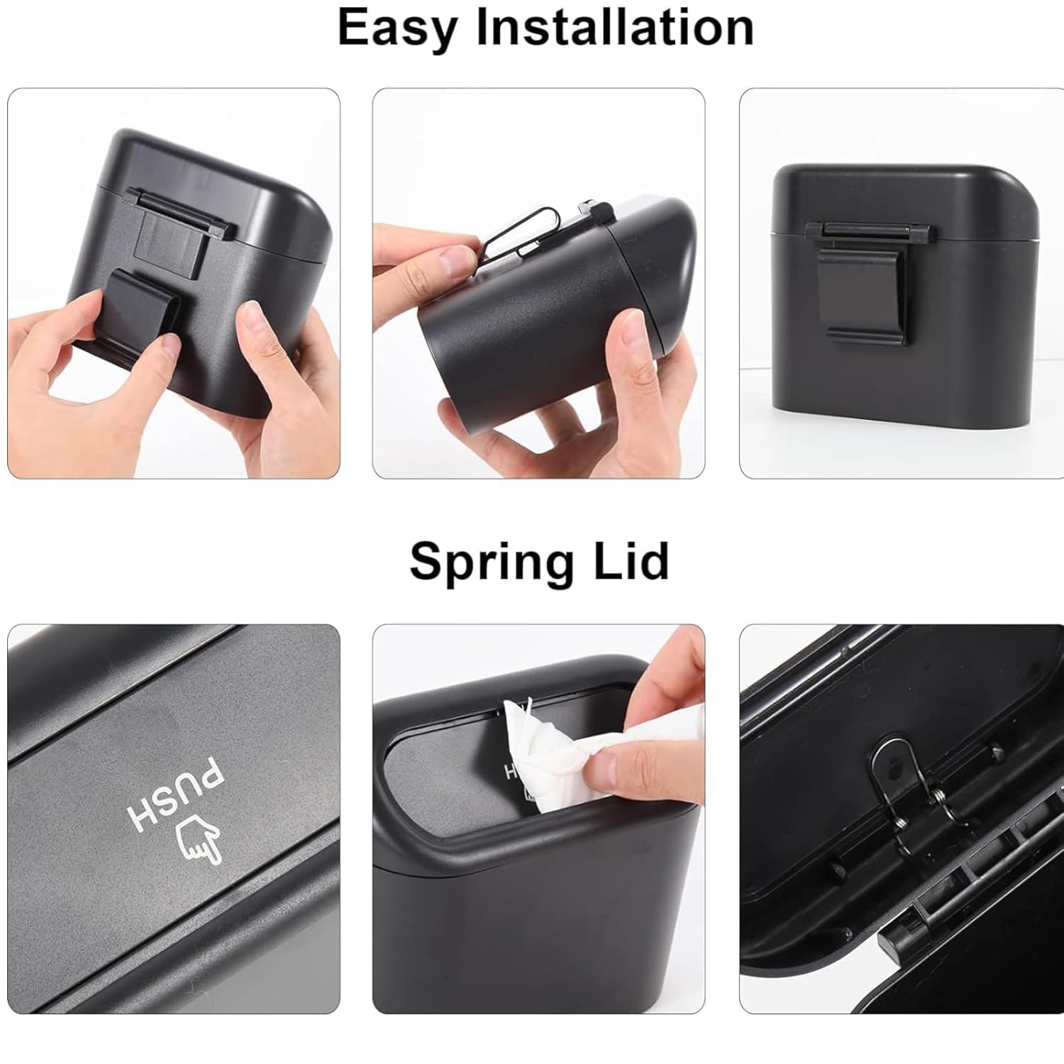 Car Trash Bin with Lid Hanging Back Clip Mini Garbage Container for Car Interior
