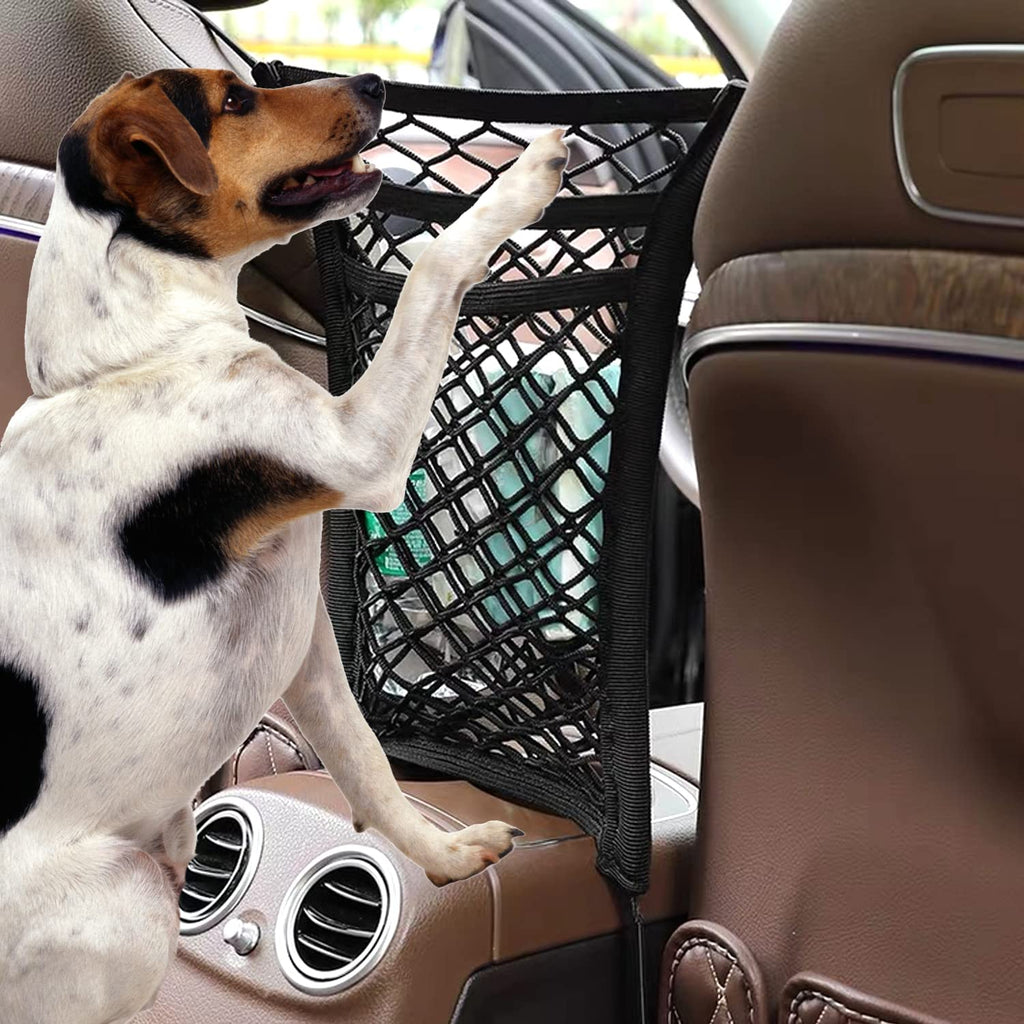 3-Layer Car Mesh Organizer, Seat Back Net Bag, Barrier of Backseat Pet Kids, Cargo Tissue Purse Hold (NC-49)