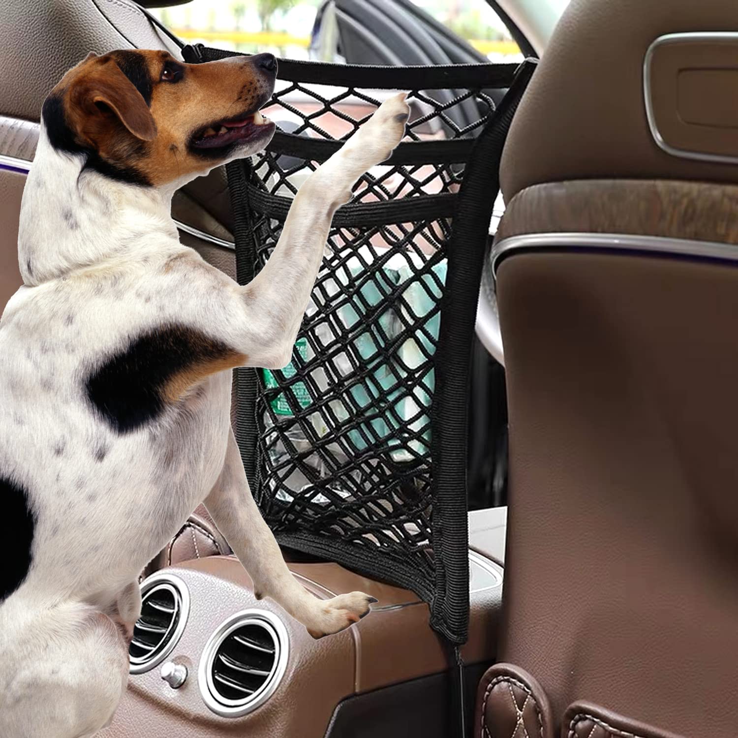 3-Layer Car Mesh Organizer, Seat Back Net Bag, Barrier of Backseat Pet Kids, Cargo Tissue Purse Hold (NC-49)