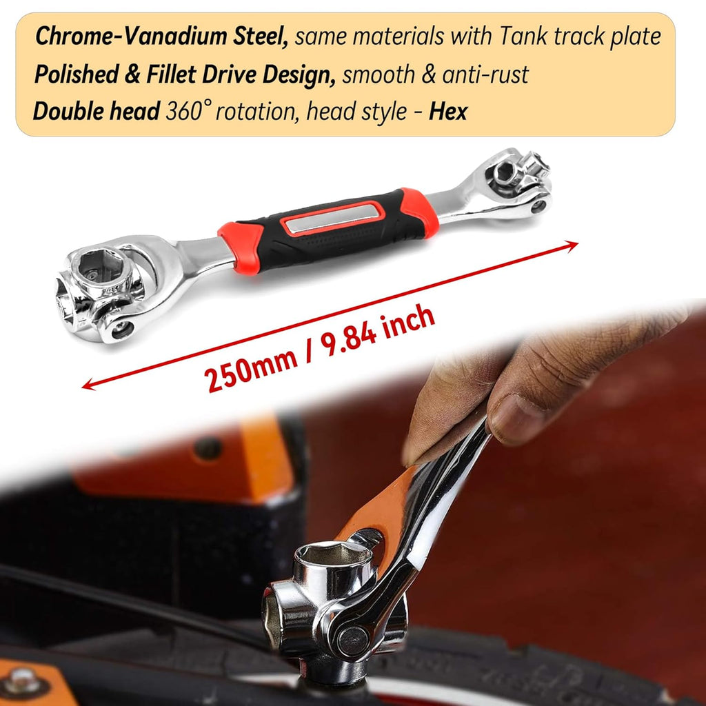 8 in 1 Socket Wrench Multi-function Wrench Tool with 360° Rotating