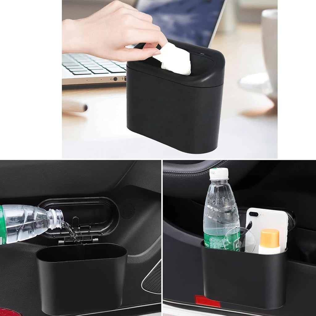 Car Trash Bin with Lid Hanging Back Clip Mini Garbage Container for Car Interior